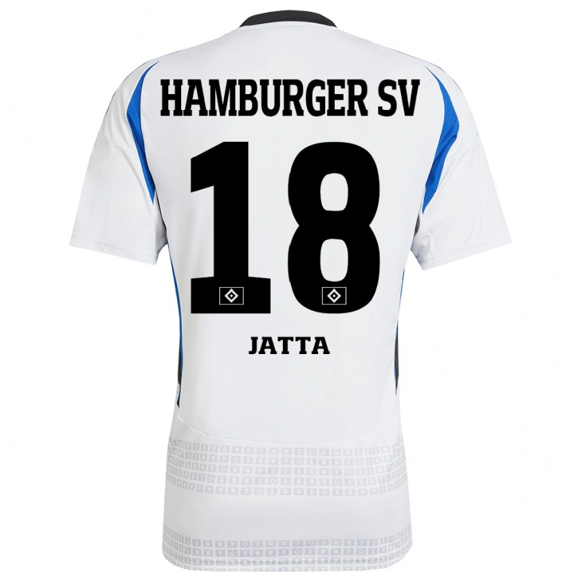 Danxen Niño Camiseta Bakery Jatta #18 Blanco Azul 1ª Equipación 2024/25 La Camisa