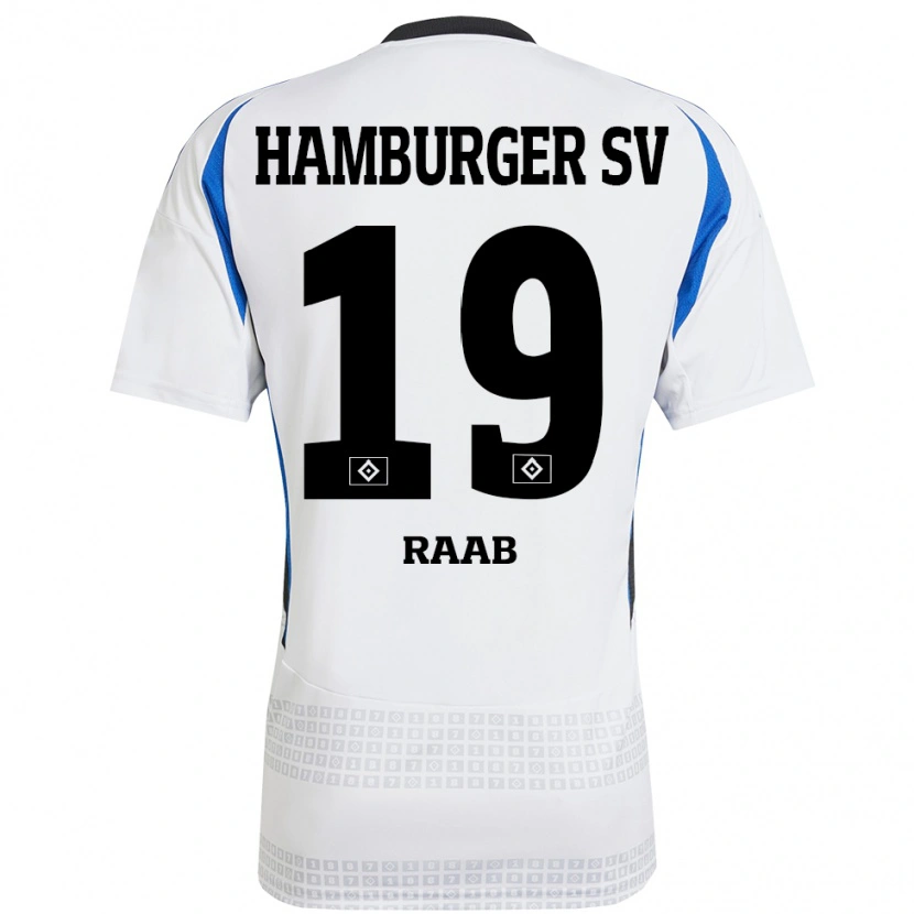 Danxen Niño Camiseta Matheo Raab #19 Blanco Azul 1ª Equipación 2024/25 La Camisa