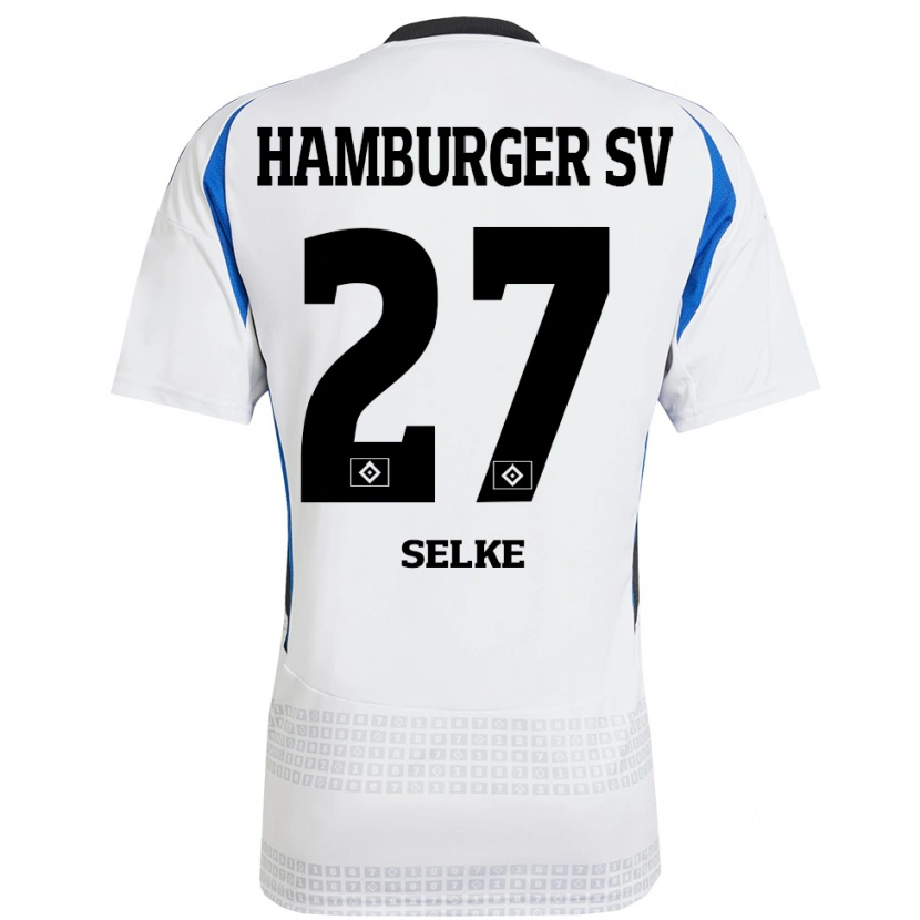 Danxen Niño Camiseta Davie Selke #27 Blanco Azul 1ª Equipación 2024/25 La Camisa