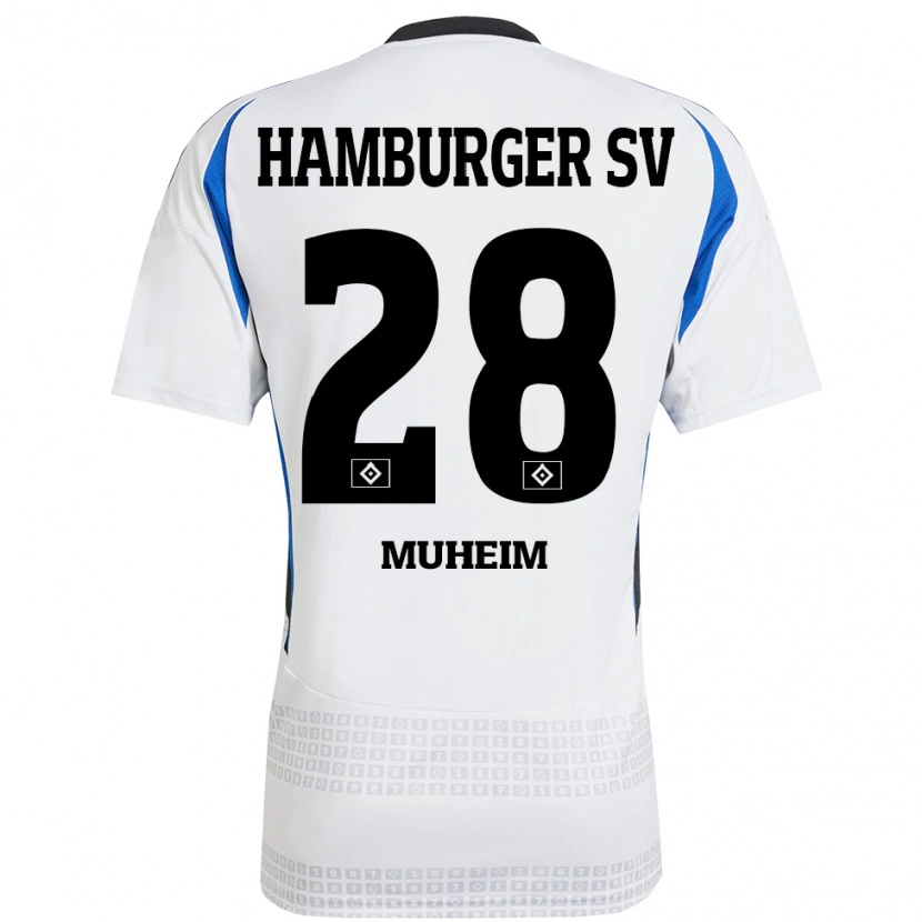 Danxen Niño Camiseta Miro Muheim #28 Blanco Azul 1ª Equipación 2024/25 La Camisa