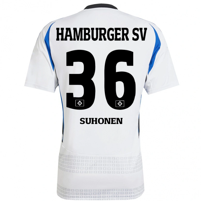 Danxen Niño Camiseta Anssi Suhonen #36 Blanco Azul 1ª Equipación 2024/25 La Camisa