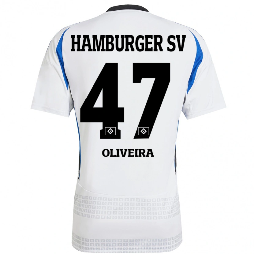 Danxen Niño Camiseta Nicolas Oliveira #47 Blanco Azul 1ª Equipación 2024/25 La Camisa