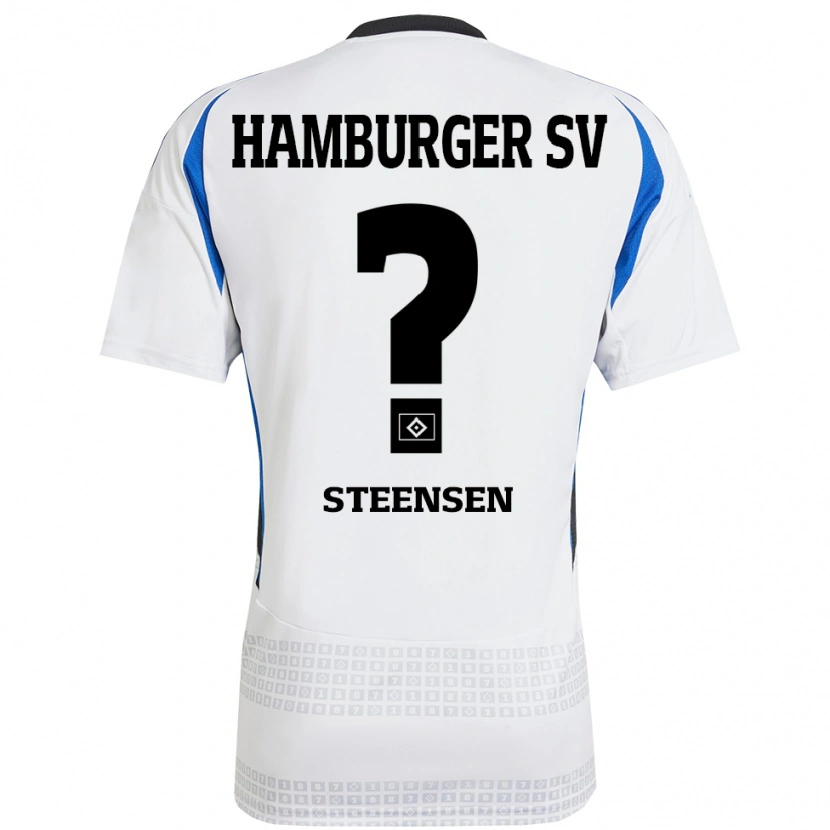 Danxen Niño Camiseta Mika Steensen #0 Blanco Azul 1ª Equipación 2024/25 La Camisa