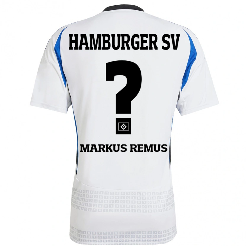 Danxen Niño Camiseta Markus Remus #0 Blanco Azul 1ª Equipación 2024/25 La Camisa