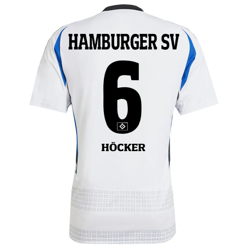 Danxen Niño Camiseta Tiziano Höcker #6 Blanco Azul 1ª Equipación 2024/25 La Camisa