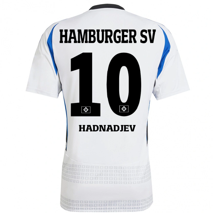 Danxen Niño Camiseta Marko Hadnadjev #10 Blanco Azul 1ª Equipación 2024/25 La Camisa