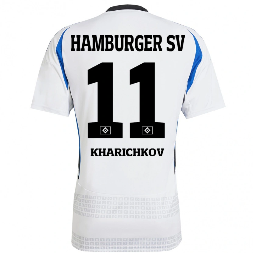 Danxen Niño Camiseta Valentyn Kharichkov #11 Blanco Azul 1ª Equipación 2024/25 La Camisa