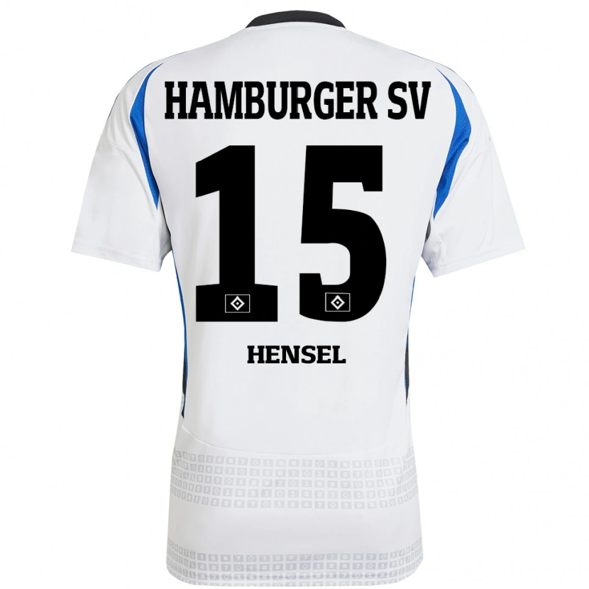 Danxen Niño Camiseta Janoah Hensel #15 Blanco Azul 1ª Equipación 2024/25 La Camisa