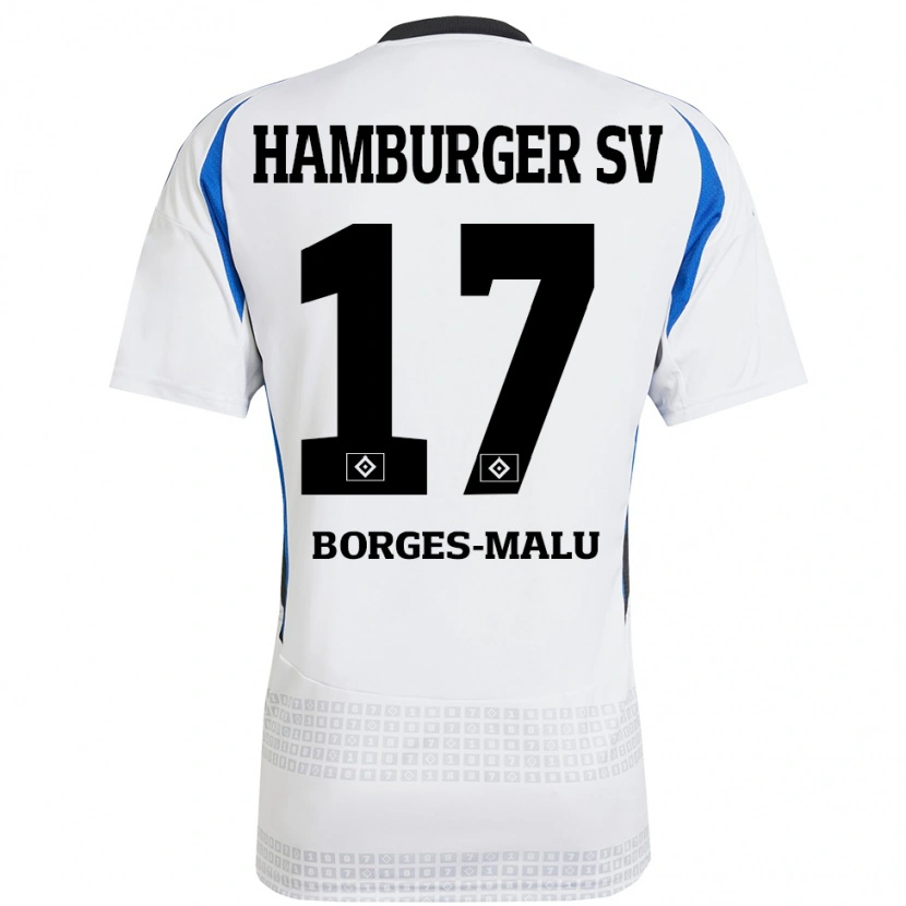 Danxen Niño Camiseta Louis Borges-Malu #17 Blanco Azul 1ª Equipación 2024/25 La Camisa