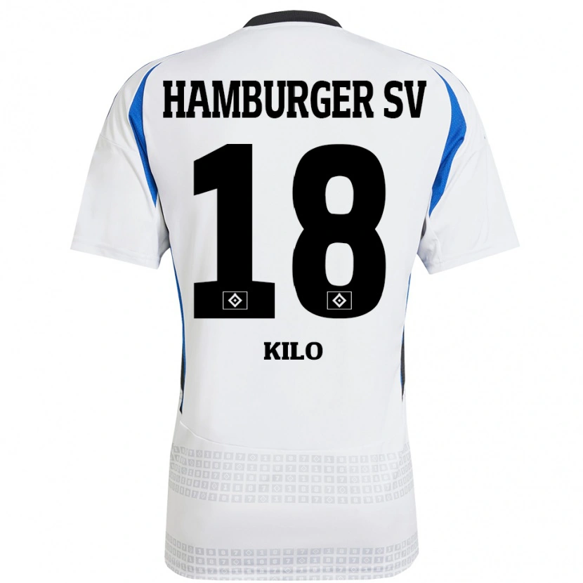 Danxen Niño Camiseta Jesse Kilo #18 Blanco Azul 1ª Equipación 2024/25 La Camisa