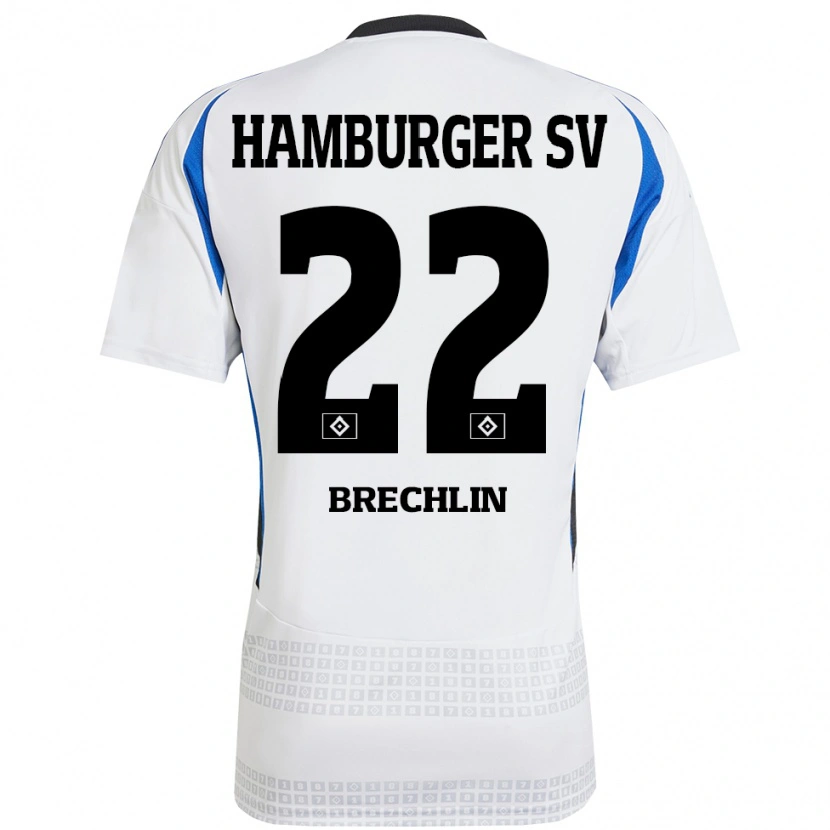 Danxen Niño Camiseta Bjarne Brechlin #22 Blanco Azul 1ª Equipación 2024/25 La Camisa