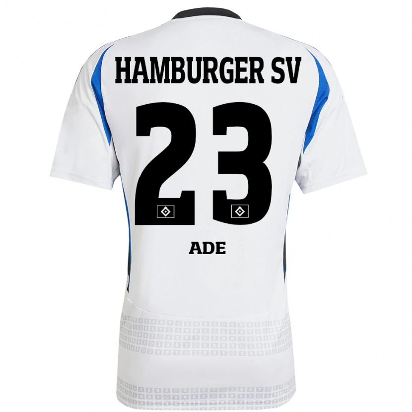 Danxen Niño Camiseta Jeremy Ade #23 Blanco Azul 1ª Equipación 2024/25 La Camisa