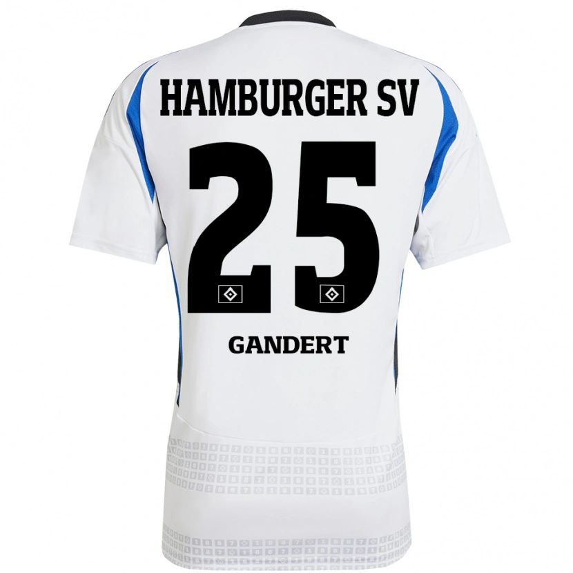 Danxen Niño Camiseta Jeremy Gandert #25 Blanco Azul 1ª Equipación 2024/25 La Camisa