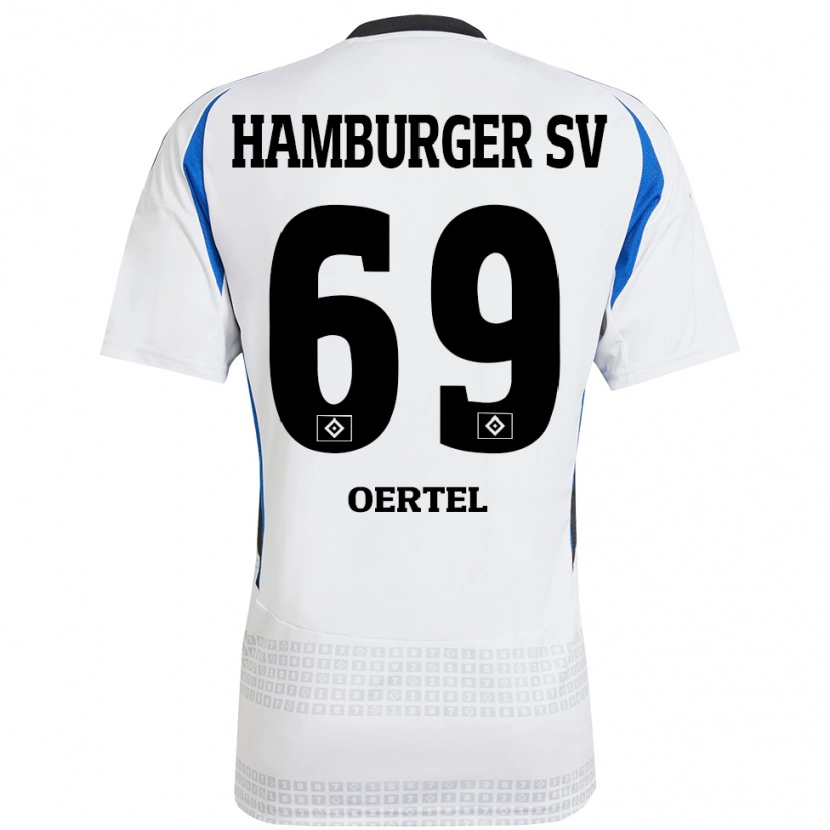 Danxen Niño Camiseta Jan Oertel #69 Blanco Azul 1ª Equipación 2024/25 La Camisa