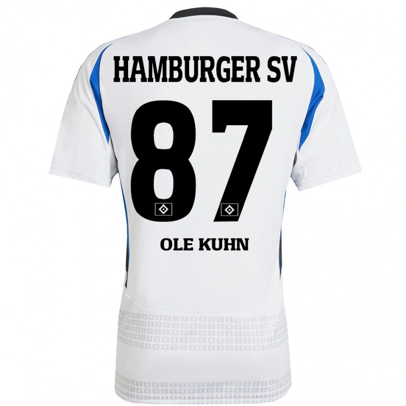 Danxen Niño Camiseta Niklas Ole Kühn #87 Blanco Azul 1ª Equipación 2024/25 La Camisa