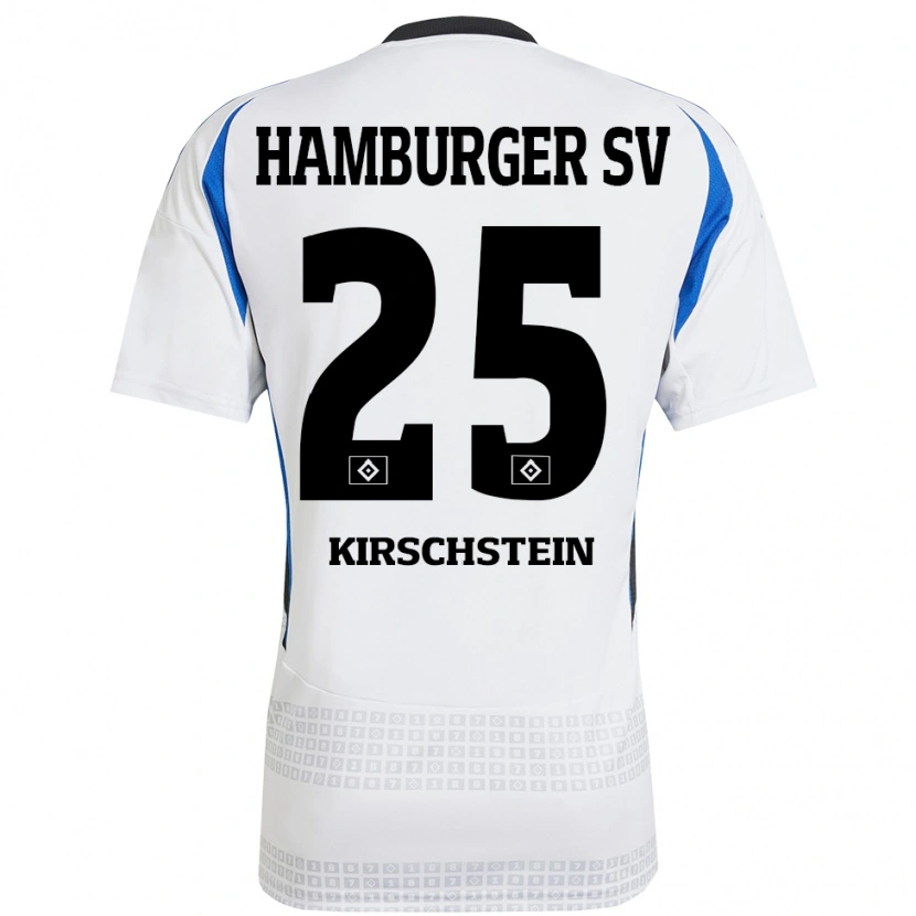 Danxen Niño Camiseta Merle Kirschstein #25 Blanco Azul 1ª Equipación 2024/25 La Camisa