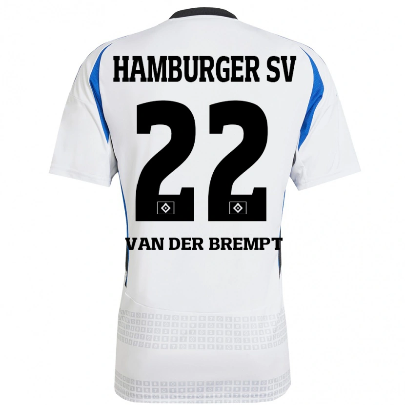 Danxen Niño Camiseta Ignace Van Der Brempt #22 Blanco Azul 1ª Equipación 2024/25 La Camisa