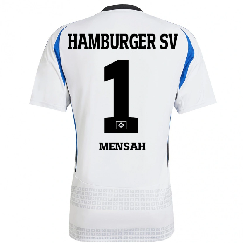 Danxen Niño Camiseta Steven Mensah #1 Blanco Azul 1ª Equipación 2024/25 La Camisa