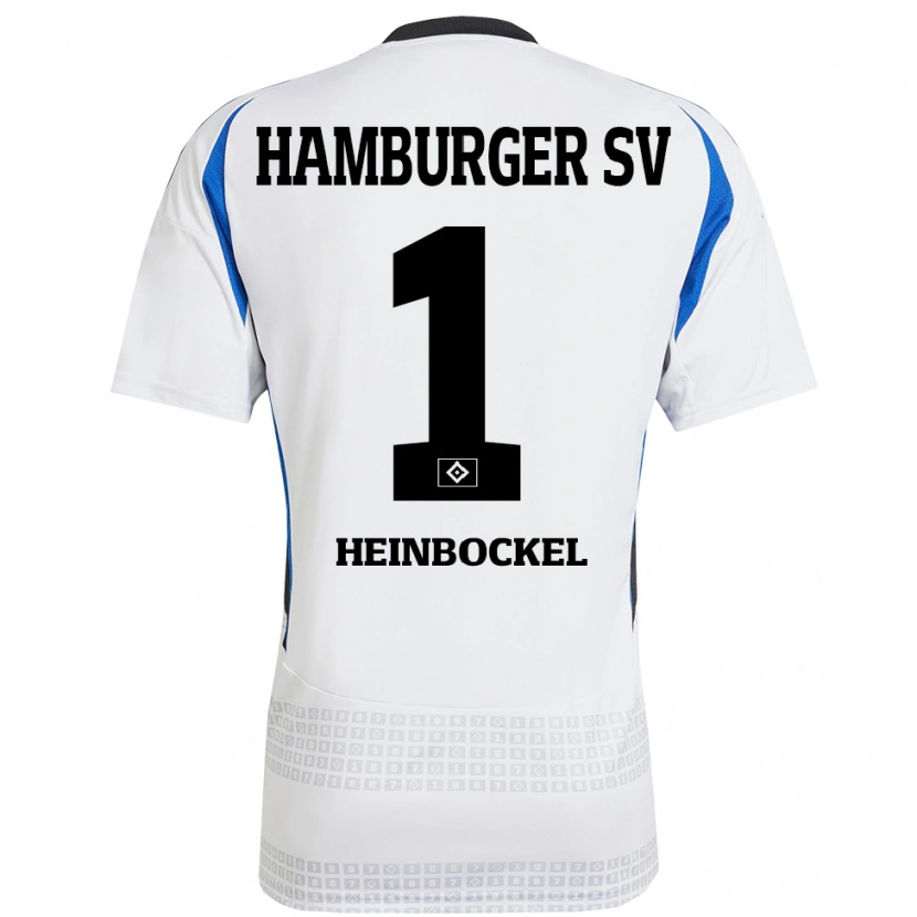 Danxen Niño Camiseta Simon Heinbockel #1 Blanco Azul 1ª Equipación 2024/25 La Camisa