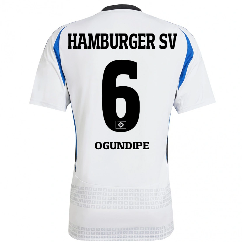 Danxen Niño Camiseta Alina Ogundipe #6 Blanco Azul 1ª Equipación 2024/25 La Camisa