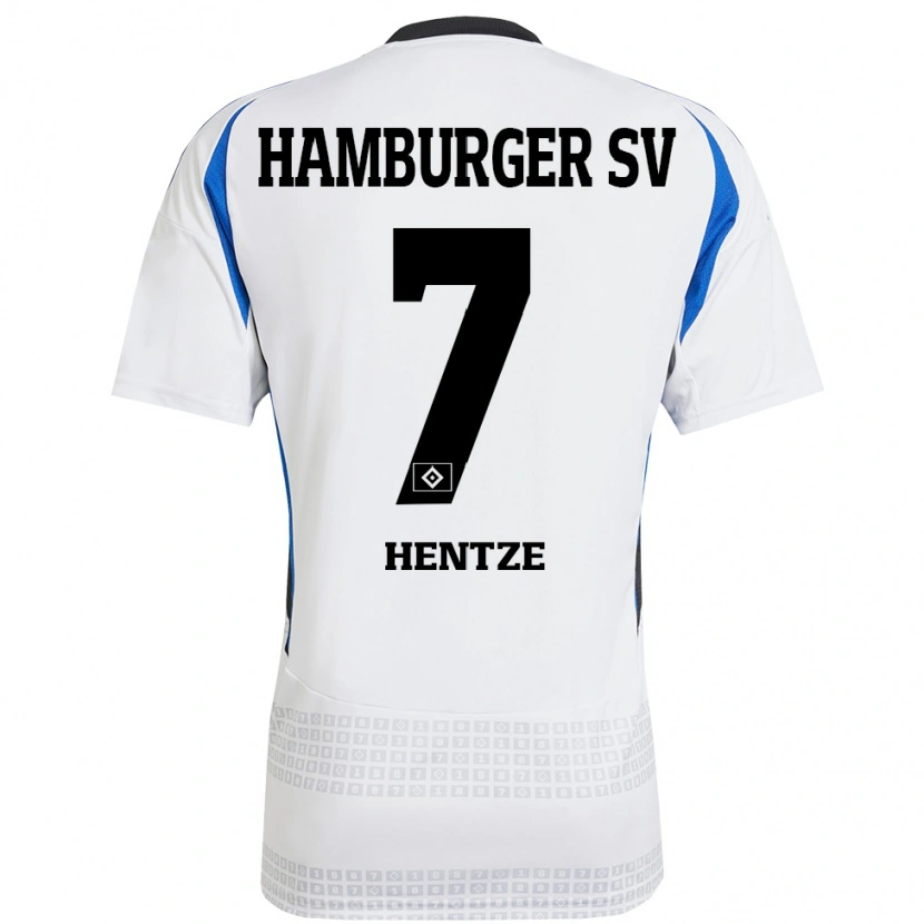 Danxen Niño Camiseta Tanita-Tammy Hentze #7 Blanco Azul 1ª Equipación 2024/25 La Camisa