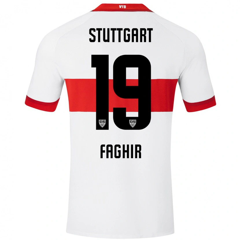 Danxen Niño Camiseta Wahid Faghir #19 Blanco Rojo 1ª Equipación 2024/25 La Camisa