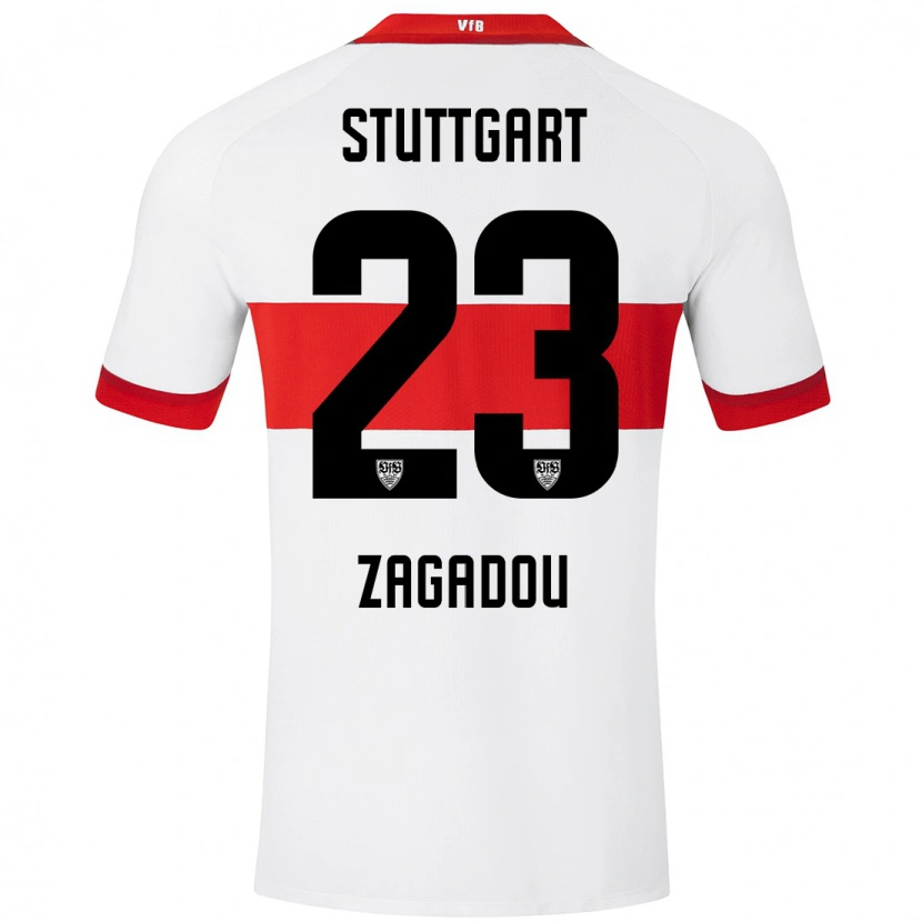 Danxen Niño Camiseta Dan-Axel Zagadou #23 Blanco Rojo 1ª Equipación 2024/25 La Camisa