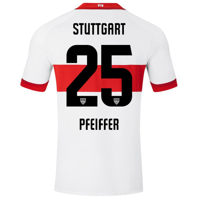 Danxen Niño Camiseta Luca Pfeiffer #25 Blanco Rojo 1ª Equipación 2024/25 La Camisa