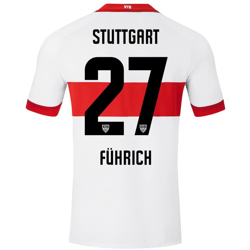 Danxen Niño Camiseta Chris Führich #27 Blanco Rojo 1ª Equipación 2024/25 La Camisa