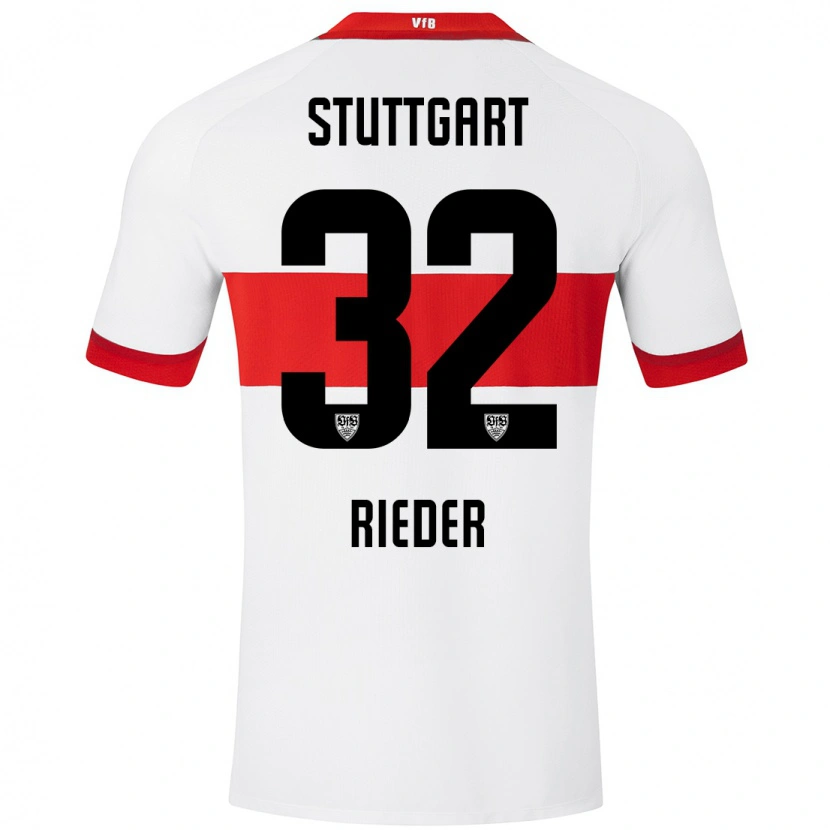 Danxen Niño Camiseta Fabian Rieder #32 Blanco Rojo 1ª Equipación 2024/25 La Camisa