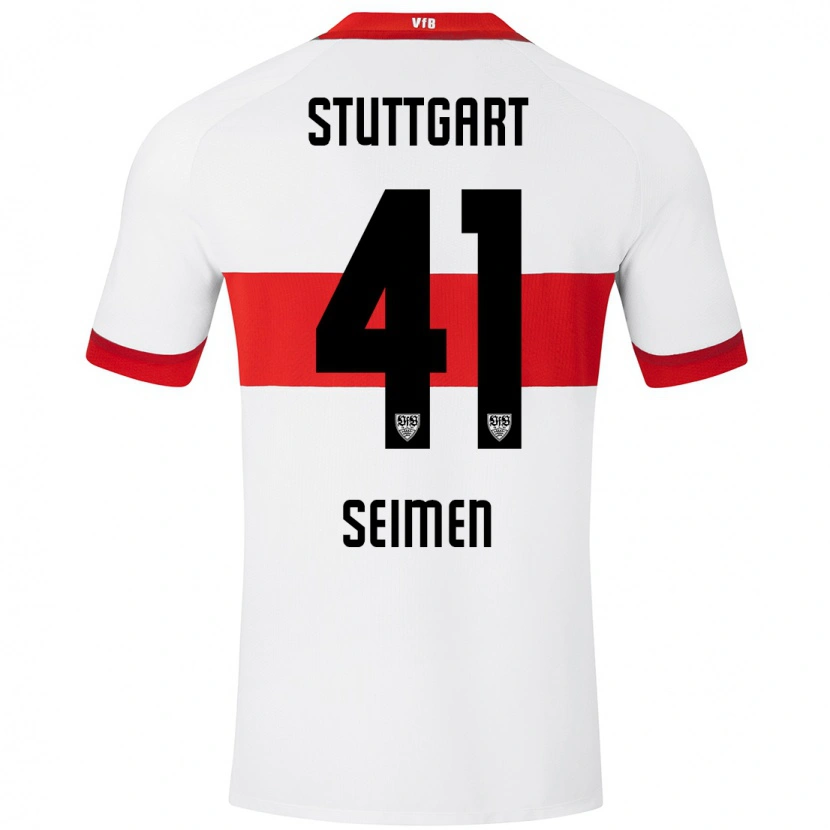 Danxen Niño Camiseta Dennis Seimen #41 Blanco Rojo 1ª Equipación 2024/25 La Camisa