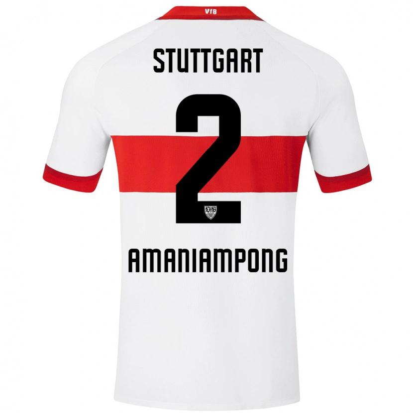 Danxen Niño Camiseta Kaden Amaniampong #2 Blanco Rojo 1ª Equipación 2024/25 La Camisa