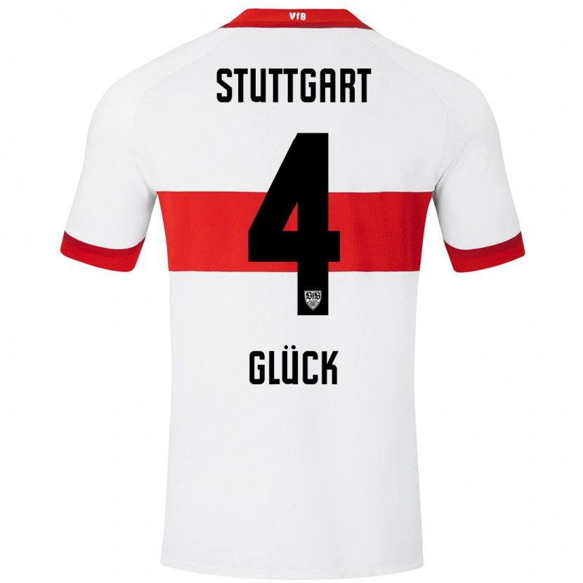 Danxen Niño Camiseta Michael Glück #4 Blanco Rojo 1ª Equipación 2024/25 La Camisa