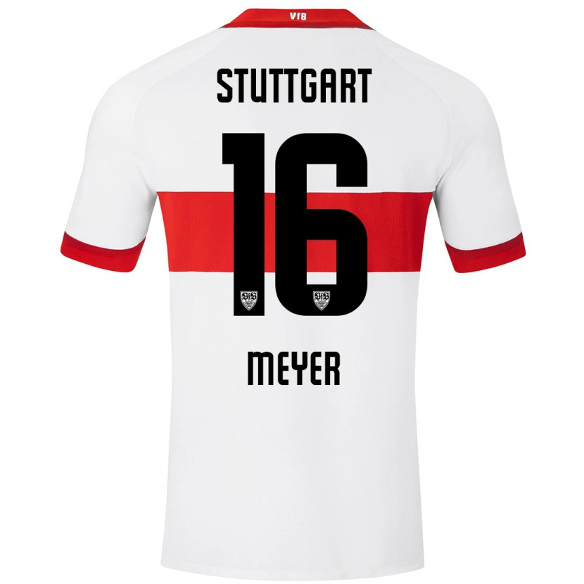 Danxen Niño Camiseta Jordan Meyer #16 Blanco Rojo 1ª Equipación 2024/25 La Camisa