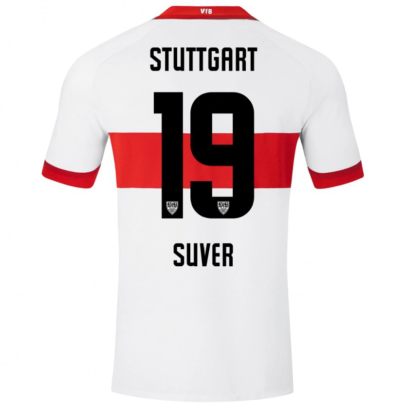 Danxen Niño Camiseta Jakov Suver #19 Blanco Rojo 1ª Equipación 2024/25 La Camisa