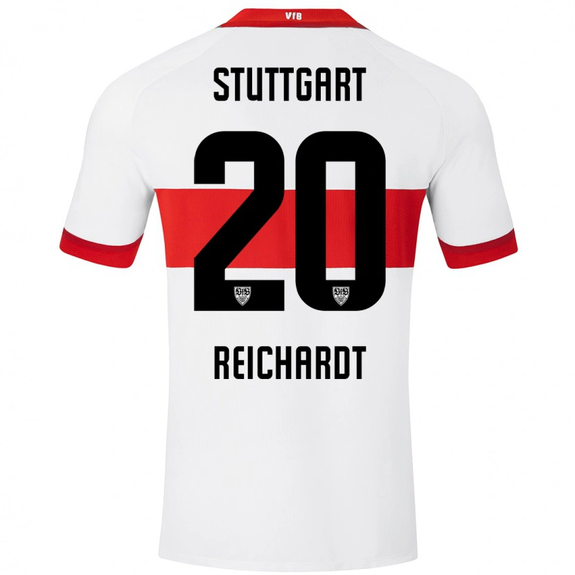 Danxen Niño Camiseta Leon Reichardt #20 Blanco Rojo 1ª Equipación 2024/25 La Camisa