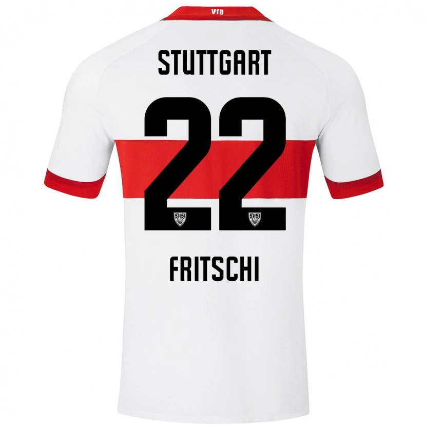 Danxen Niño Camiseta Paulo Fritschi #22 Blanco Rojo 1ª Equipación 2024/25 La Camisa