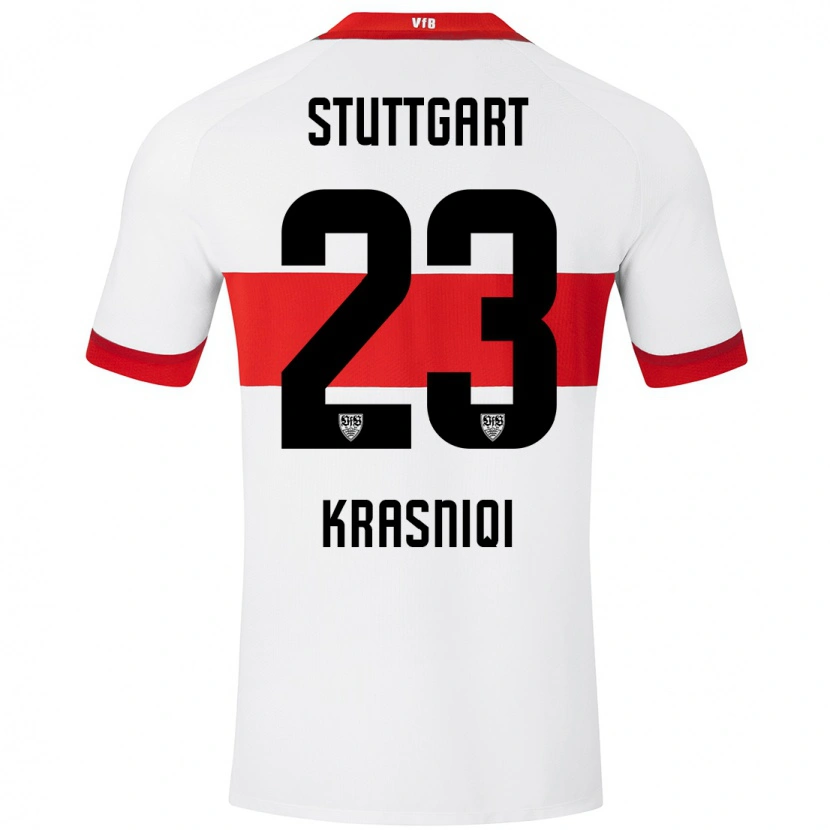 Danxen Niño Camiseta Elton Krasniqi #23 Blanco Rojo 1ª Equipación 2024/25 La Camisa