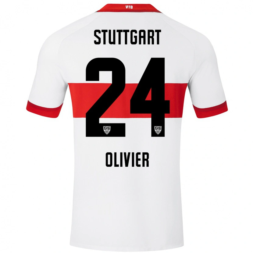 Danxen Niño Camiseta Christopher Olivier #24 Blanco Rojo 1ª Equipación 2024/25 La Camisa