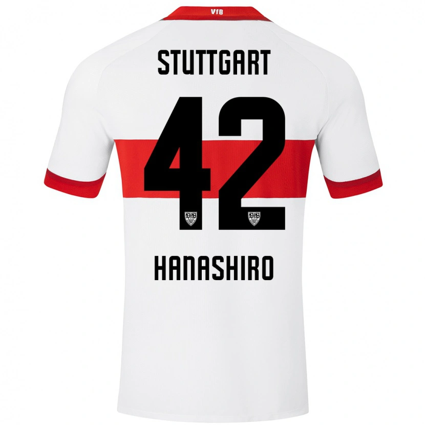 Danxen Niño Camiseta Rinto Hanashiro #42 Blanco Rojo 1ª Equipación 2024/25 La Camisa