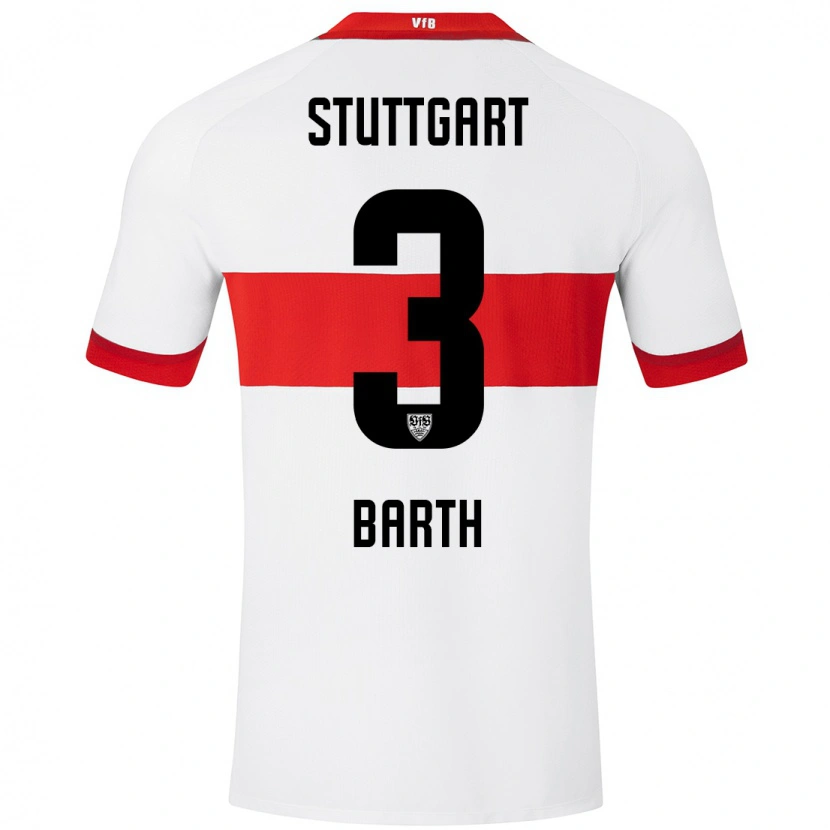 Danxen Niño Camiseta Lara Barth #3 Blanco Rojo 1ª Equipación 2024/25 La Camisa