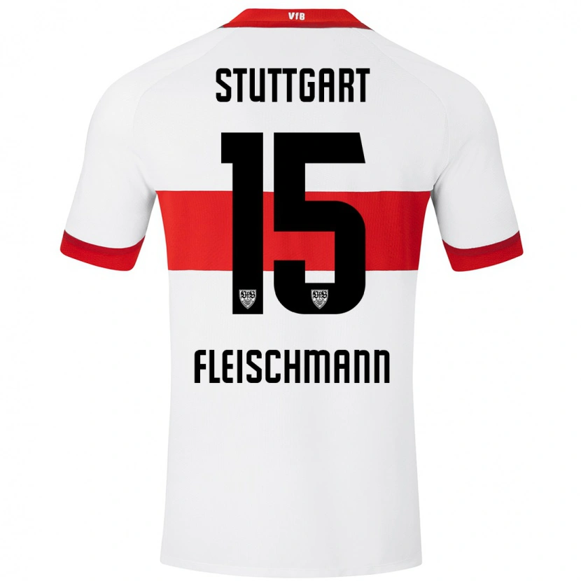 Danxen Niño Camiseta Svea Fleischmann #15 Blanco Rojo 1ª Equipación 2024/25 La Camisa