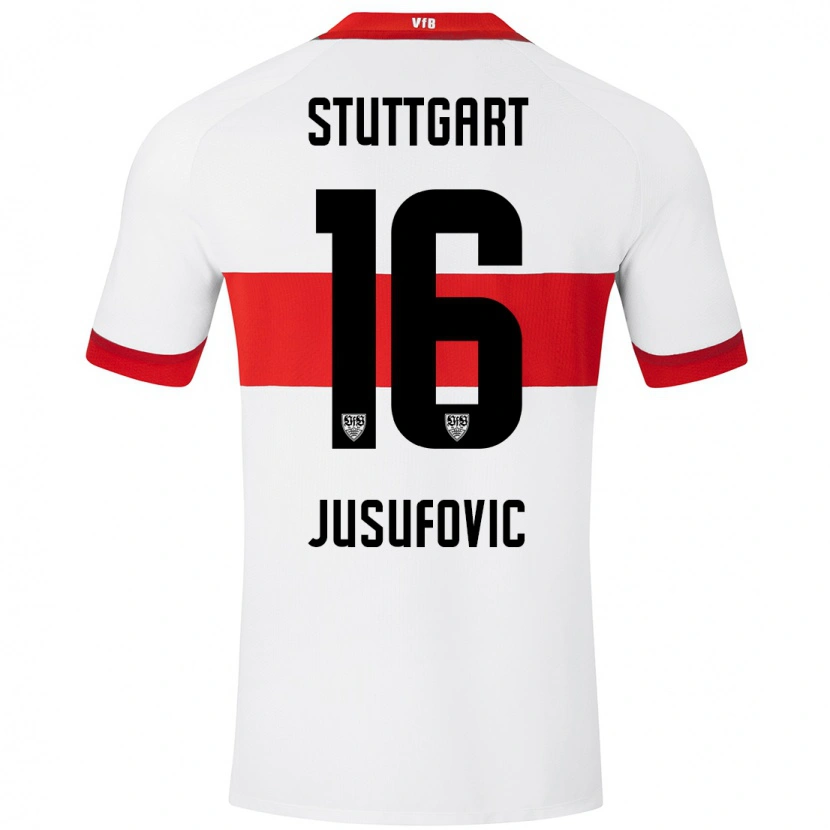 Danxen Niño Camiseta Farah Jusufović #16 Blanco Rojo 1ª Equipación 2024/25 La Camisa