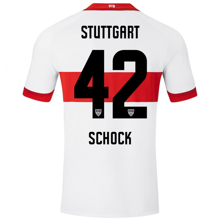 Danxen Niño Camiseta Florian Schock #42 Blanco Rojo 1ª Equipación 2024/25 La Camisa