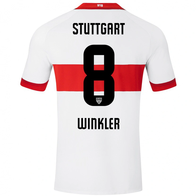 Danxen Niño Camiseta Nathan Winkler #8 Blanco Rojo 1ª Equipación 2024/25 La Camisa