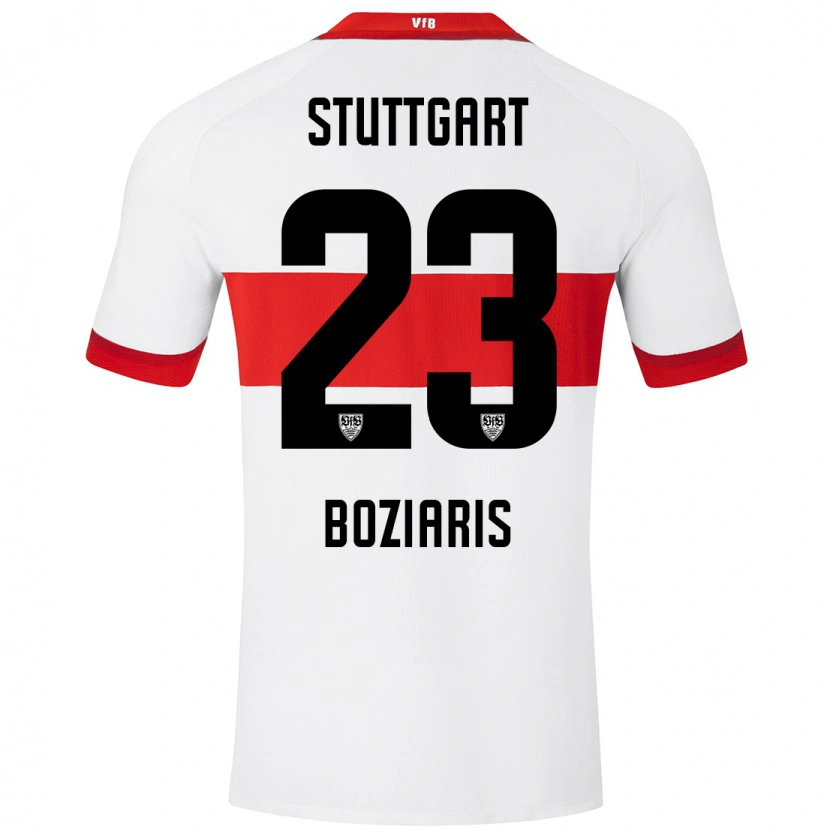 Danxen Niño Camiseta Giannis Boziaris #23 Blanco Rojo 1ª Equipación 2024/25 La Camisa