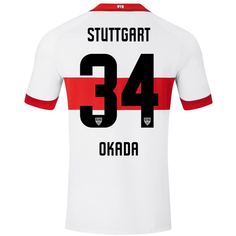 Danxen Niño Camiseta Rei Okada #34 Blanco Rojo 1ª Equipación 2024/25 La Camisa