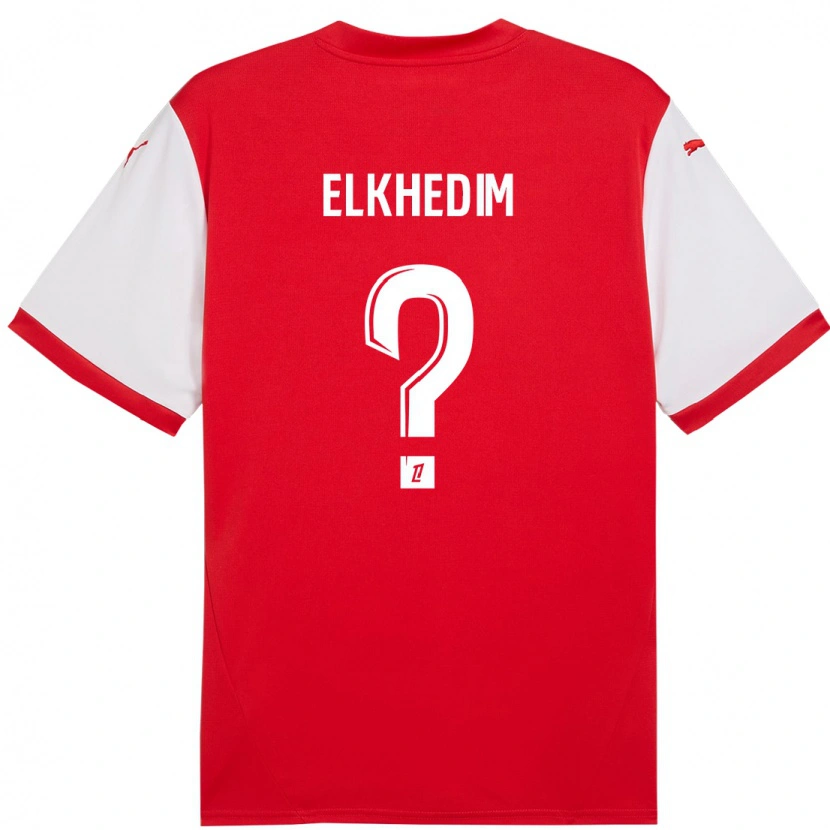 Danxen Niño Camiseta Abdenoor Elkhedim #0 Rojo Blanco 1ª Equipación 2024/25 La Camisa