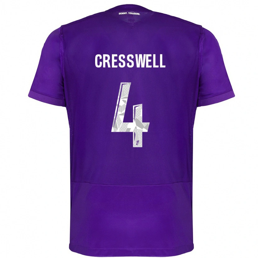 Danxen Niño Camiseta Charlie Cresswell #4 Morado Blanco 1ª Equipación 2024/25 La Camisa