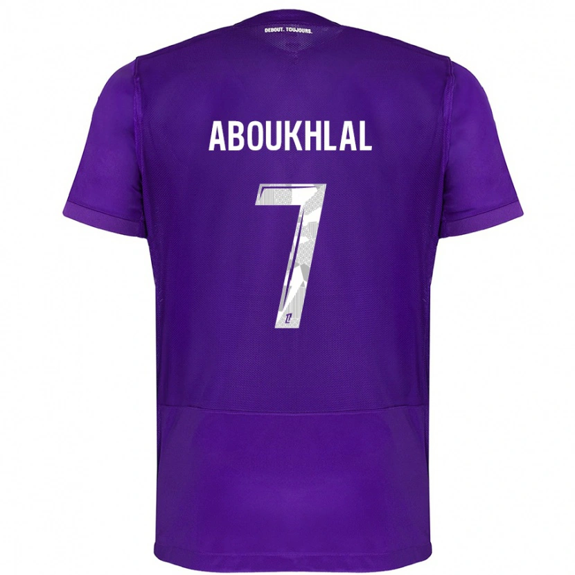 Danxen Niño Camiseta Zakaria Aboukhlal #7 Morado Blanco 1ª Equipación 2024/25 La Camisa